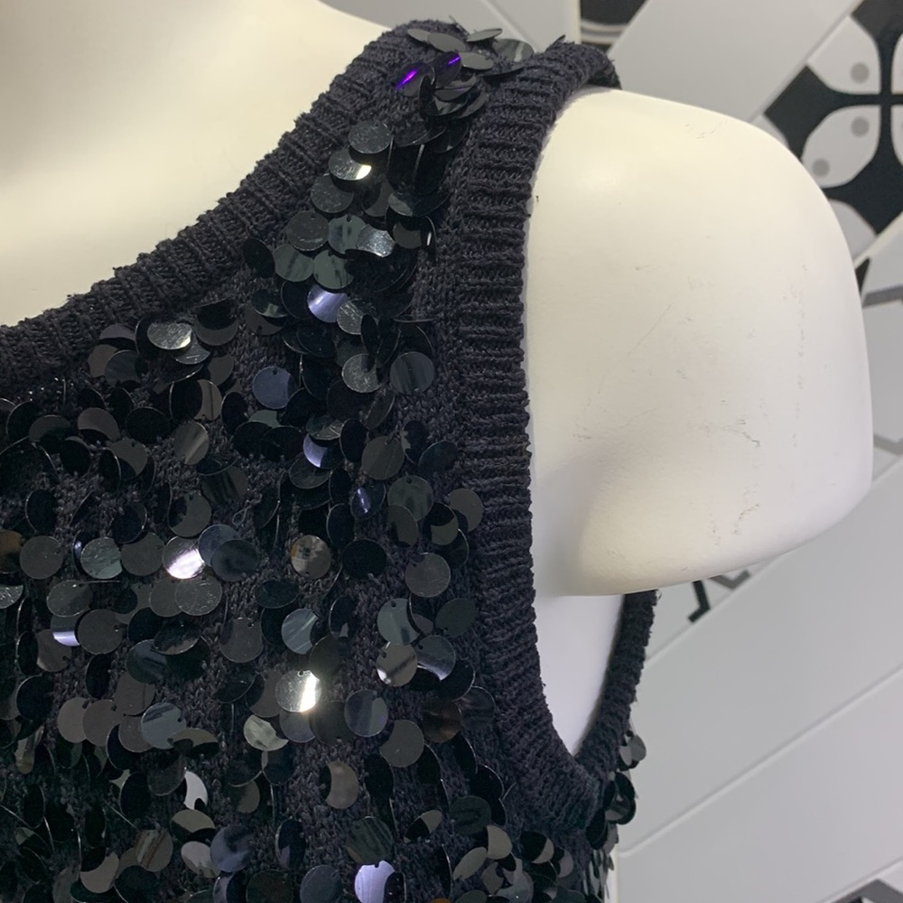 Like 🆕🌸VTG 90’ Beautiful Hand Sewn Sequins Little Black Dress - Picture 10 of 17